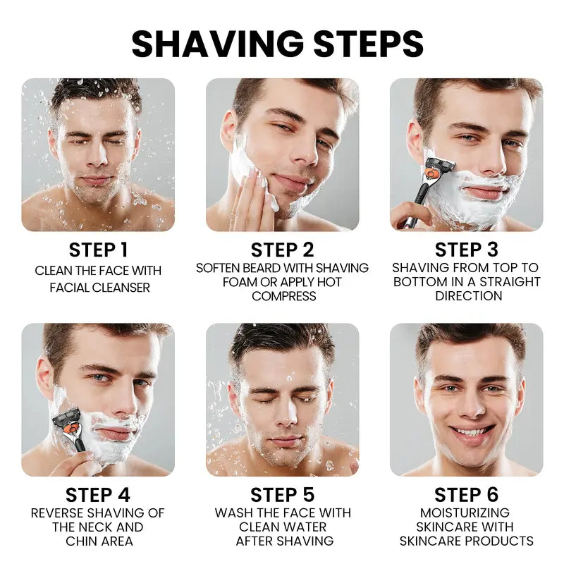 Men's Shave Sets - Unscented Blade and Handle Set Razors with Replaceable Sharp Heads, 24 or 48 Refills, Ergonomic Design, Long-Lasting Smooth Face Shave for Daily Care Easy Swaps