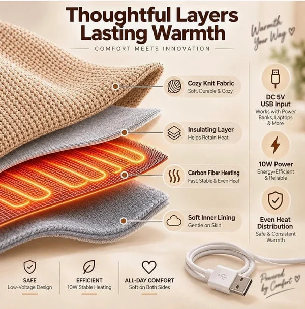 ♨️Wearable Heated Blanket – 8 Heating Zones & 3 Heat Levels