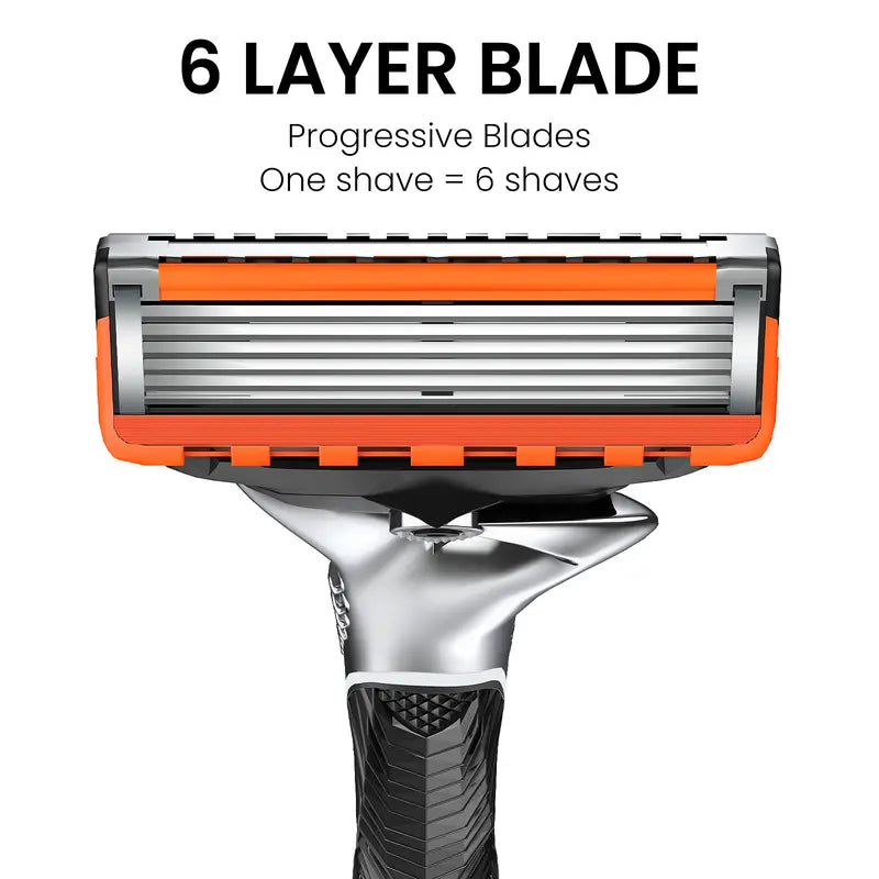 Men's Shave Sets - Unscented Blade and Handle Set Razors with Replaceable Sharp Heads, 24 or 48 Refills, Ergonomic Design, Long-Lasting Smooth Face Shave for Daily Care Easy Swaps